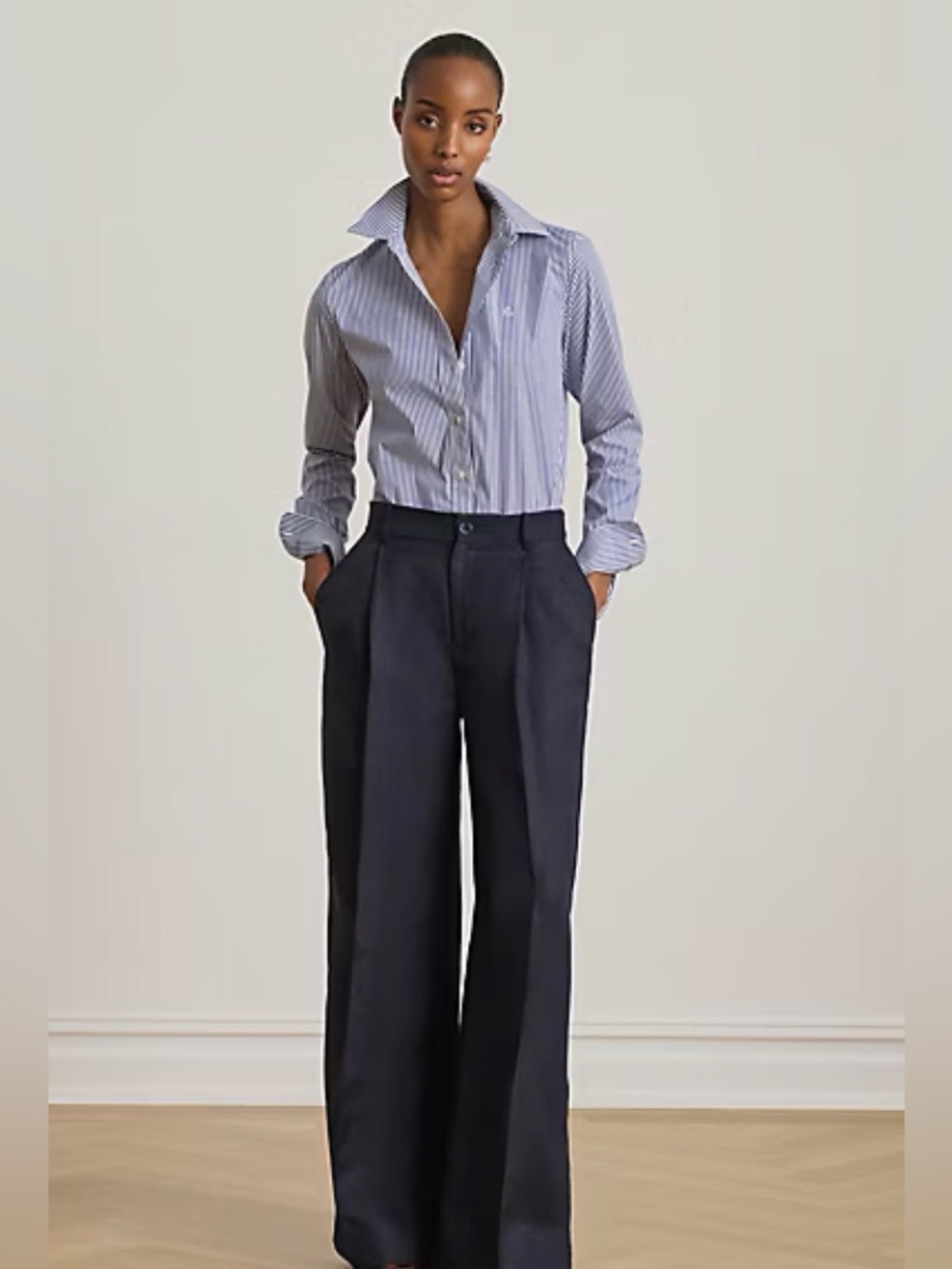 🌺 Lauren Ralph Lauren Jamelko Blue White Striped Button-Down Shirt - Picture 3 of 7